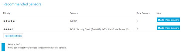List of Recommended Sensors List of Recommended Sensors