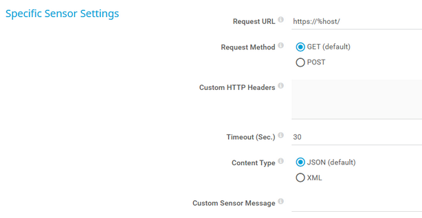Specific Sensor Settings Specific Sensor Settings